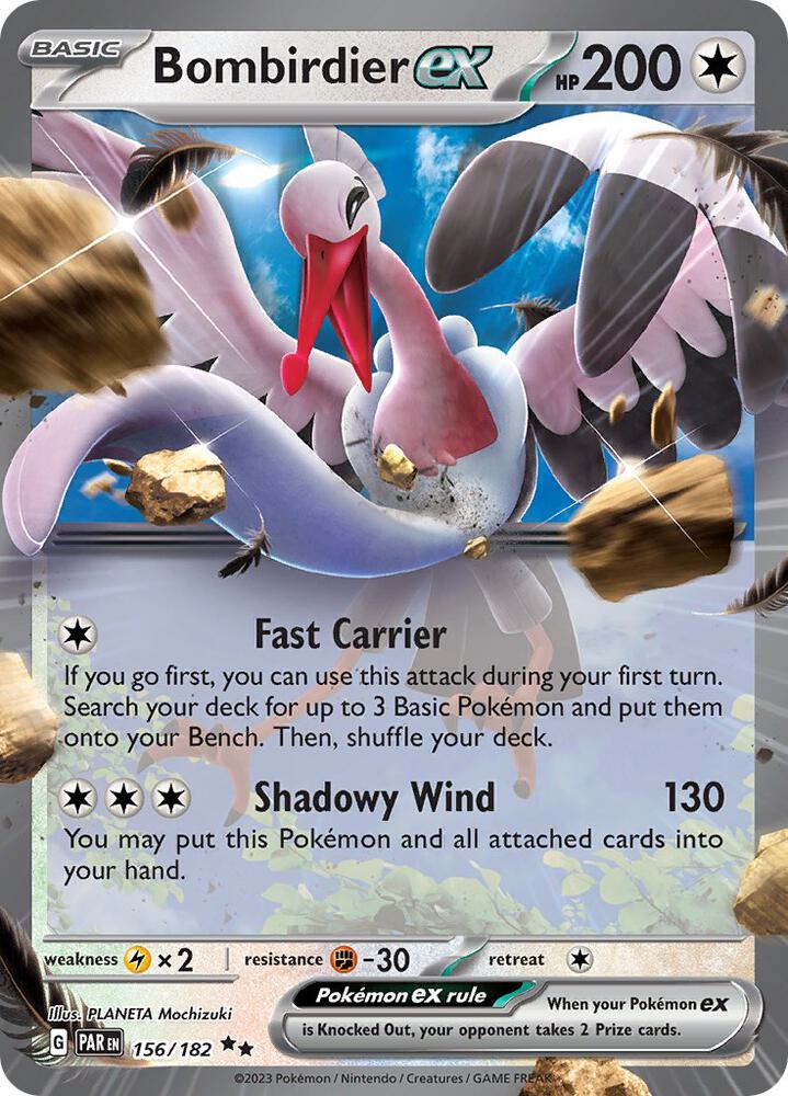 Bombirdier ex 156/182 Holofoil, Paradox Rift Pokémon card