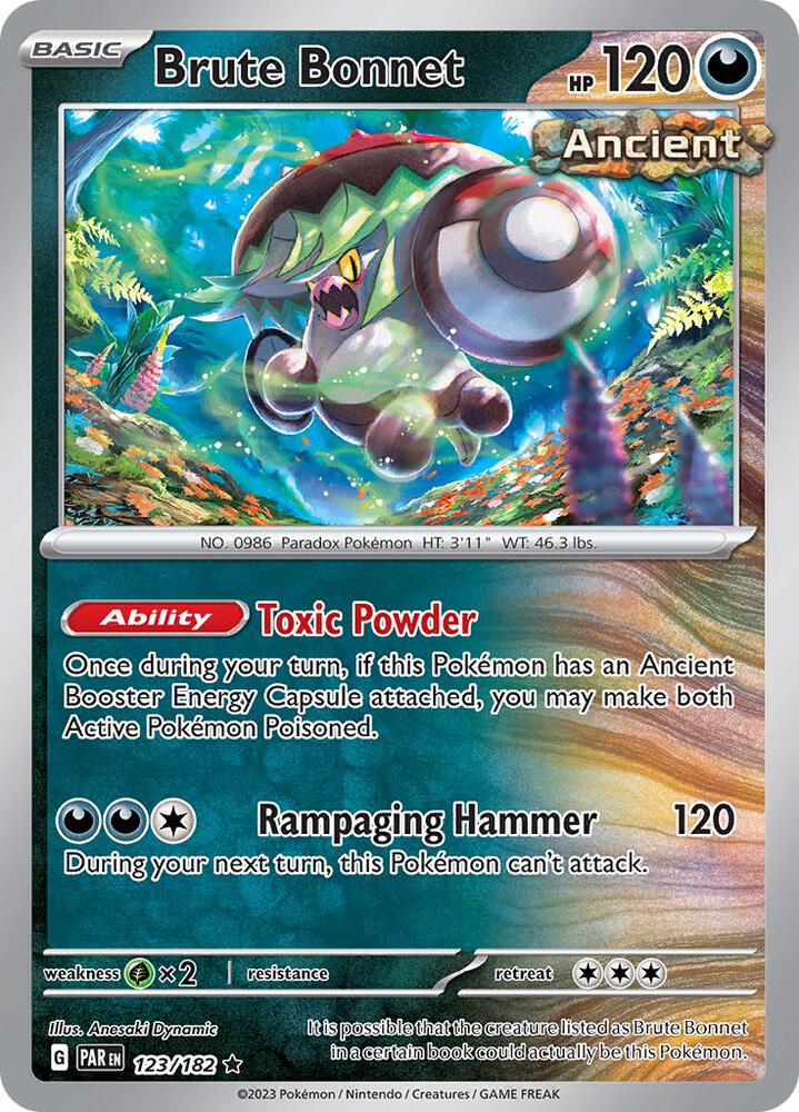 Brute Bonnet 123/182 Reverse Holofoil, Paradox Rift Pokémon card