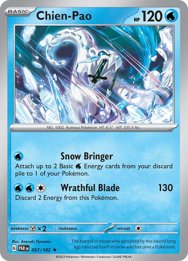 Chien-Pao 057/182 Holofoil, Paradox Rift Pokémon card