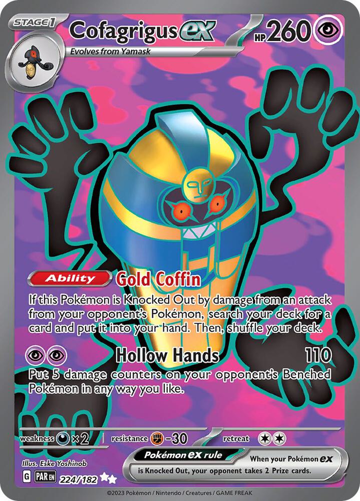 Cofagrigus ex 224/182 Holofoil, Paradox Rift Pokémon card