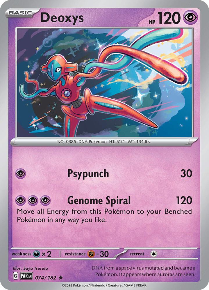 Deoxys 074/182 Reverse Holofoil, Paradox Rift Pokémon card