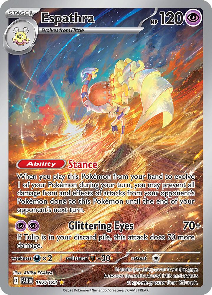 Espathra 197/182 Holofoil, Paradox Rift Pokémon card