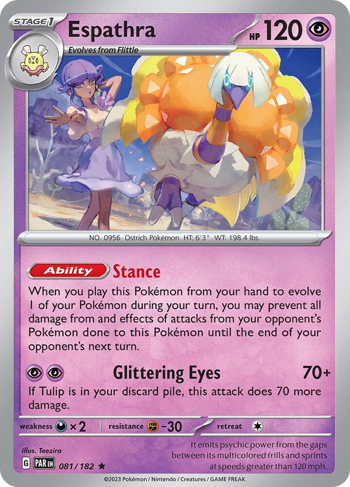 Espathra 081/182 Holofoil, Paradox Rift Pokémon card