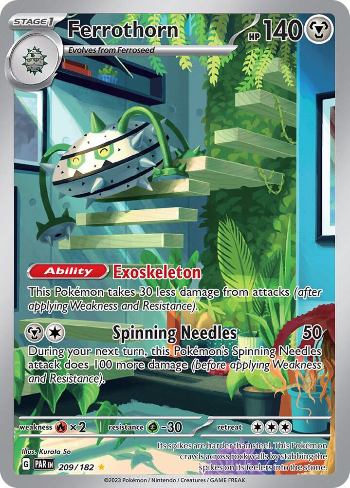 Ferrothorn 209/182 Holofoil, Paradox Rift Pokémon card