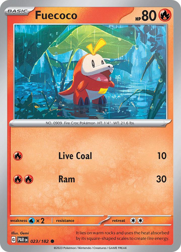 Fuecoco 023/182, Paradox Rift Pokémon card