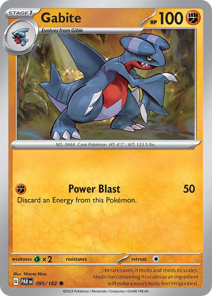 Gabite 095/182 Reverse Holofoil, Paradox Rift Pokémon card