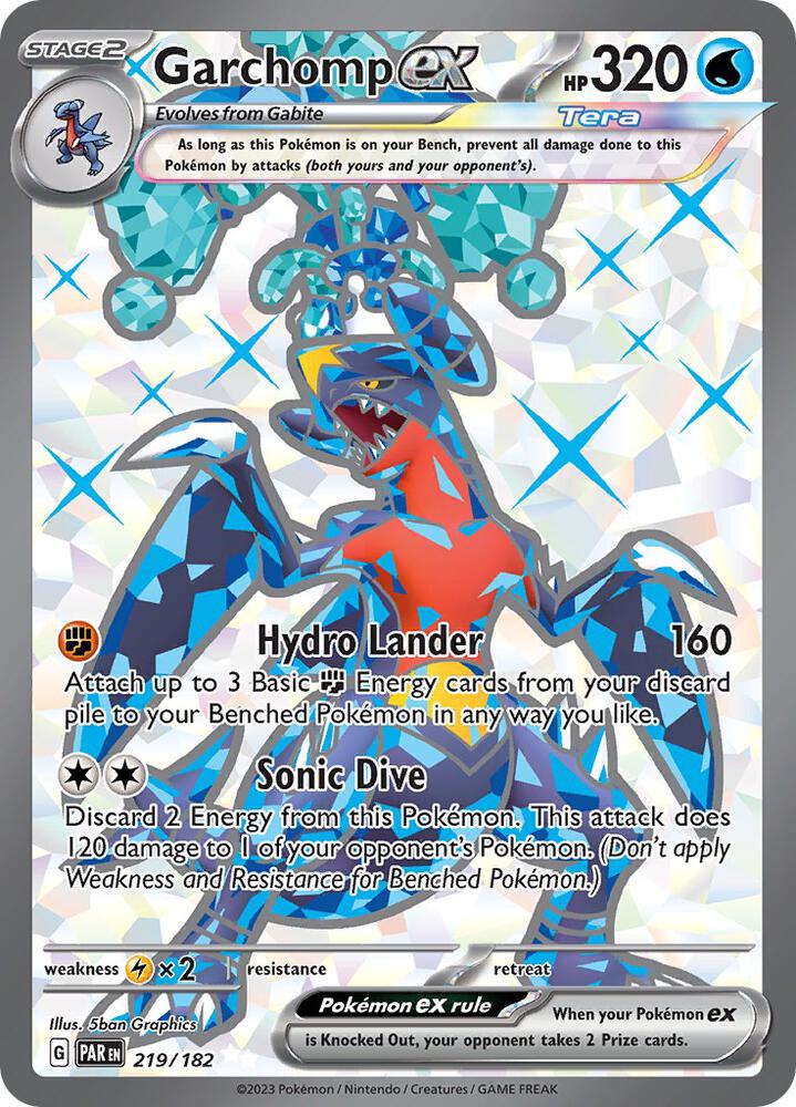 Garchomp ex 219/182 Holofoil, Paradox Rift Pokémon card