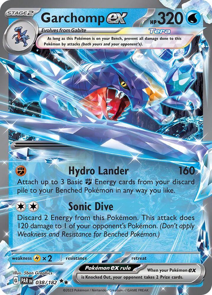 Garchomp ex 038/182 Holofoil, Paradox Rift Pokémon card