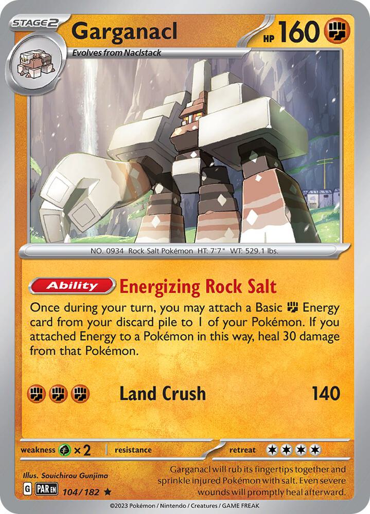 Garganacl 104/182 Reverse Holofoil, Paradox Rift Pokémon card