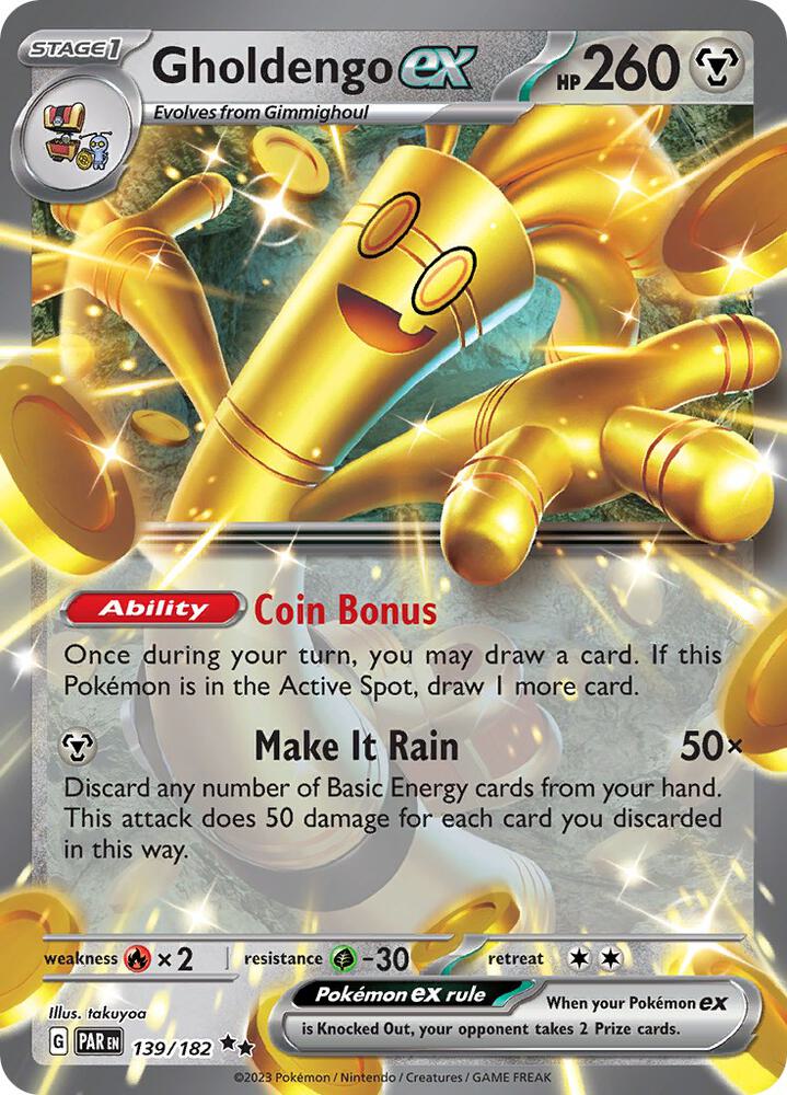 Gholdengo ex 139/182 Holofoil, Paradox Rift Pokémon card