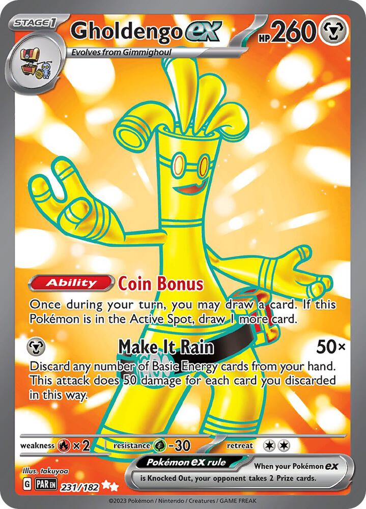 Gholdengo ex 231/182 Holofoil, Paradox Rift Pokémon card