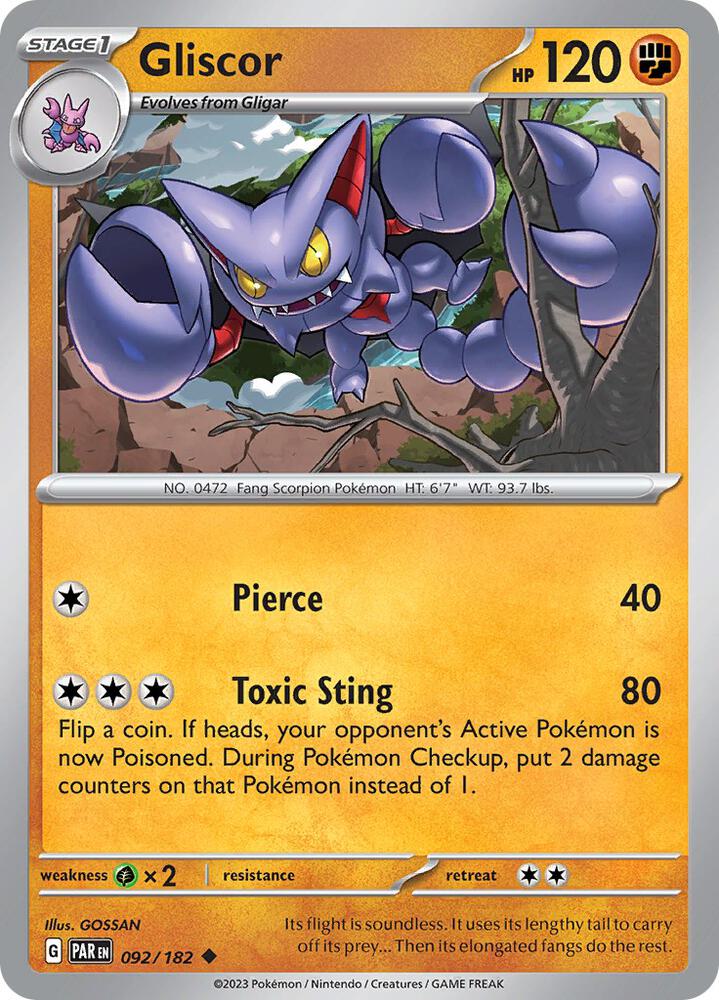 Gliscor 092/182, Paradox Rift Pokémon card