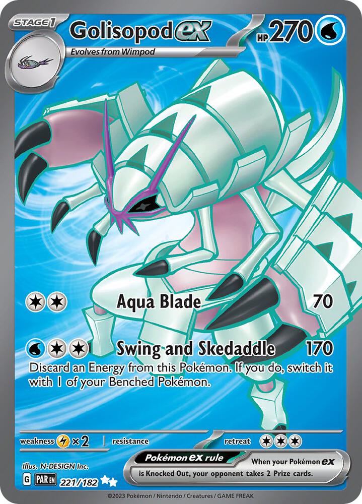 Golisopod ex 221/182 Holofoil, Paradox Rift Pokémon card