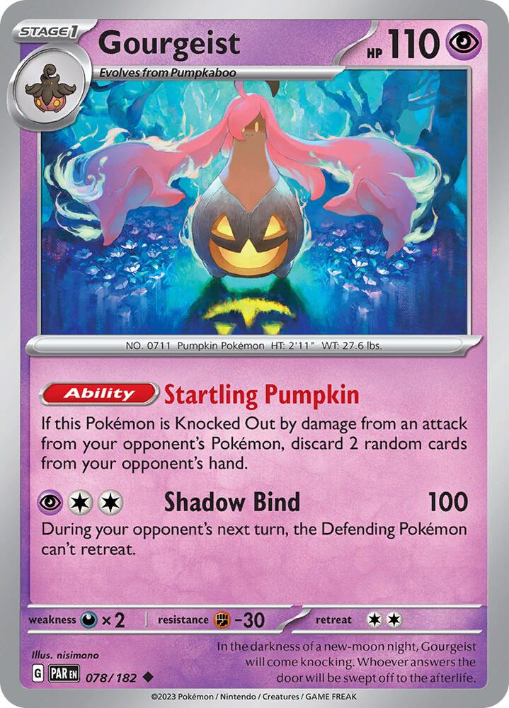 Gourgeist 078/182 Reverse Holofoil, Paradox Rift Pokémon card