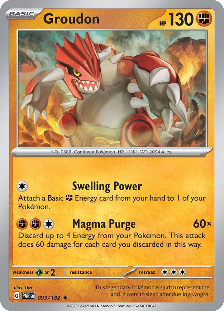 Pokemon - Paradox Rift - Groudon - 093/182 - Reverse Holofoil