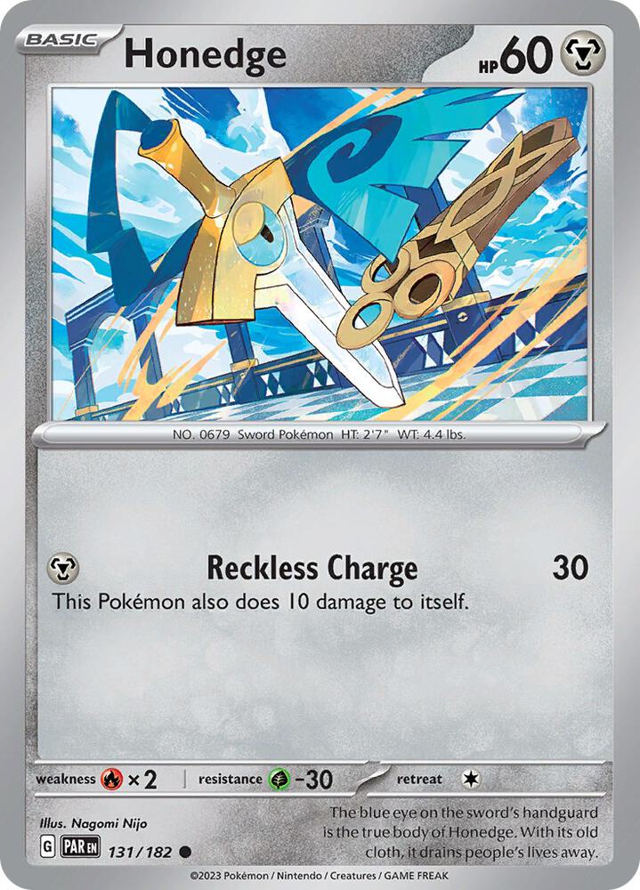 Honedge 131/182, Paradox Rift Pokémon card