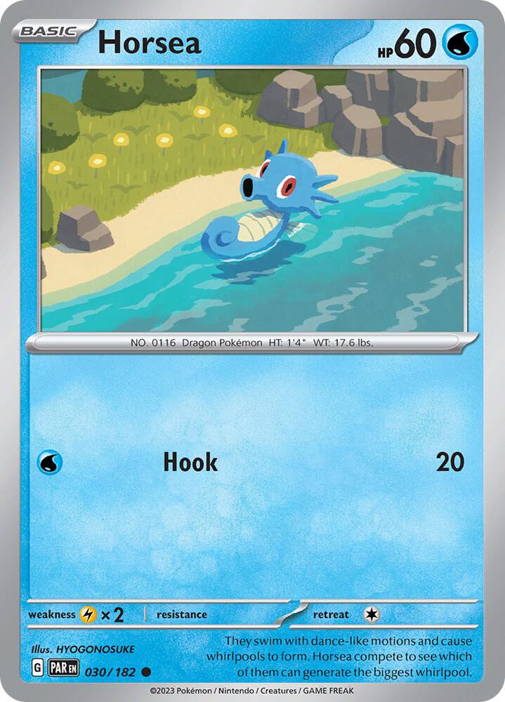Horsea 030/182 Reverse Holofoil, Paradox Rift Pokémon card