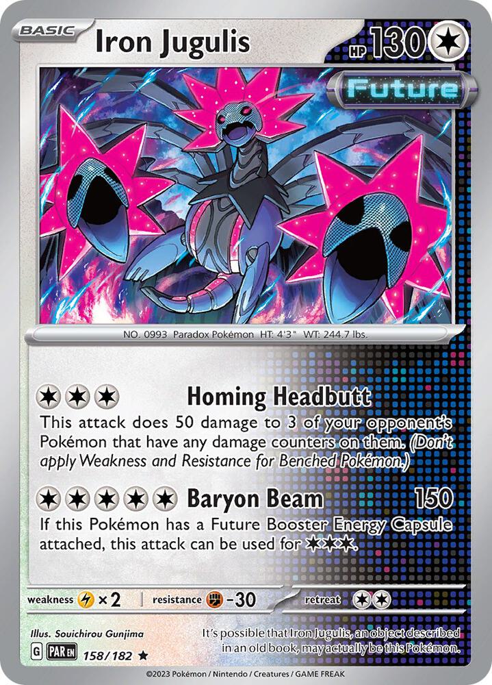 Iron Jugulis 158/182 Holofoil, Paradox Rift Pokémon card
