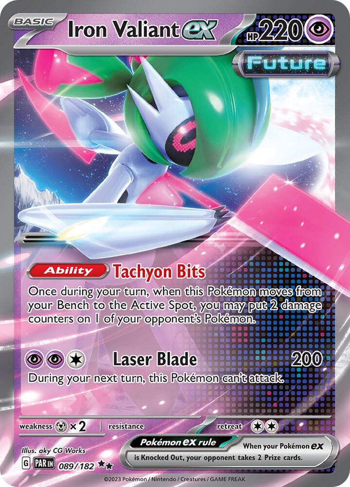 Iron Valiant ex 089/182 Holofoil, Paradox Rift Pokémon card