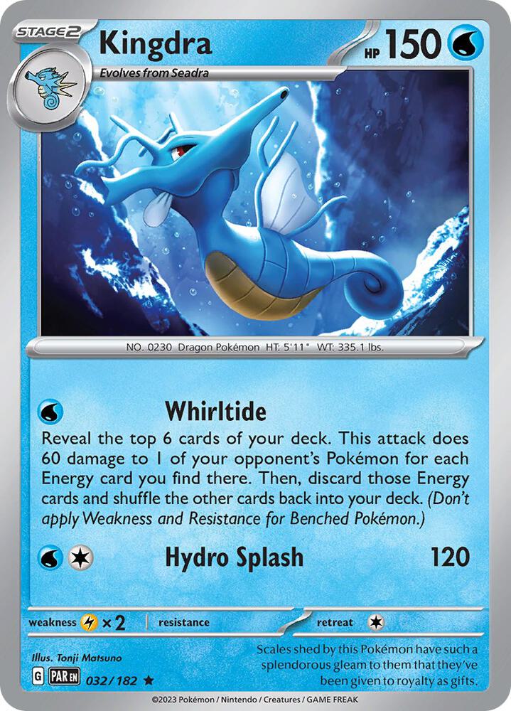 Kingdra 032/182 Reverse Holofoil, Paradox Rift Pokémon card