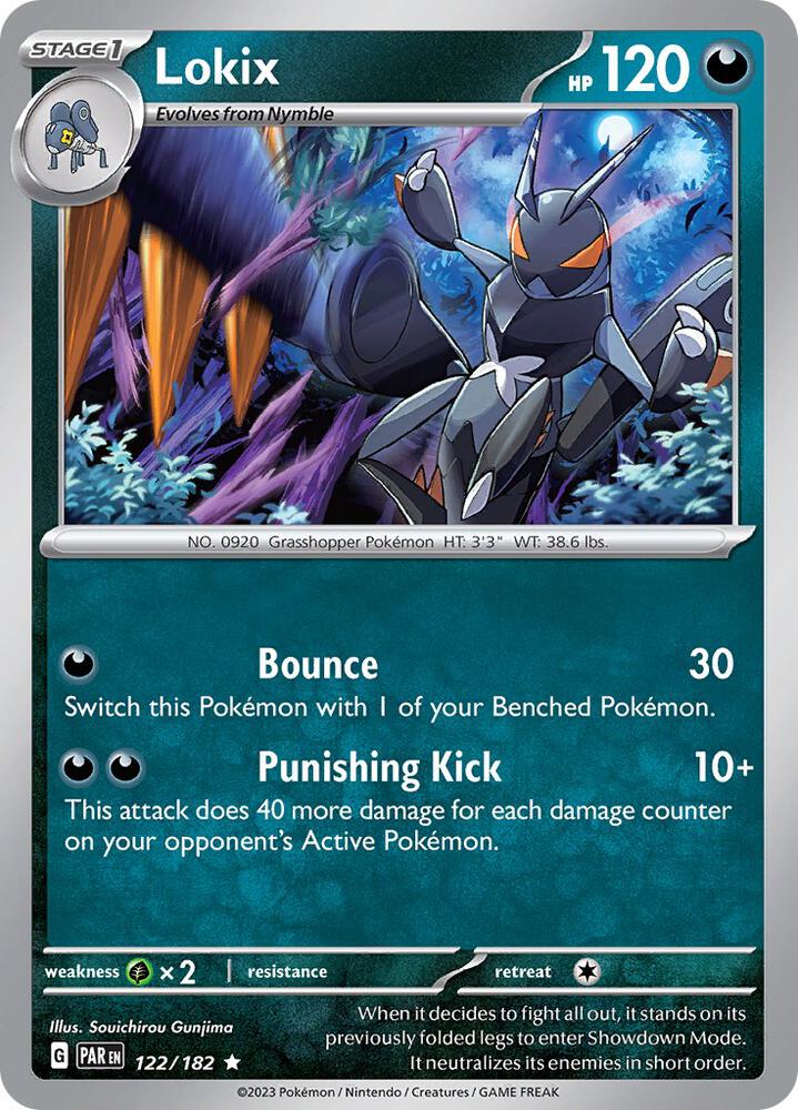 Lokix 122/182 Reverse Holofoil, Paradox Rift Pokémon card
