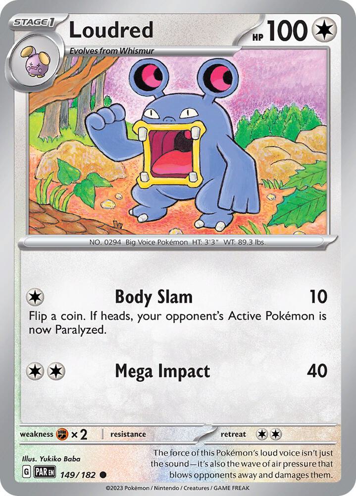 Loudred 149/182, Paradox Rift Pokémon card