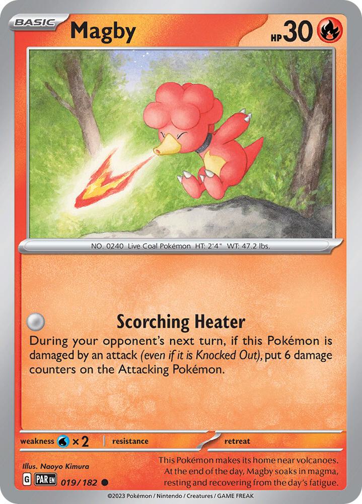 Magby 019/182 Reverse Holofoil, Paradox Rift Pokémon card