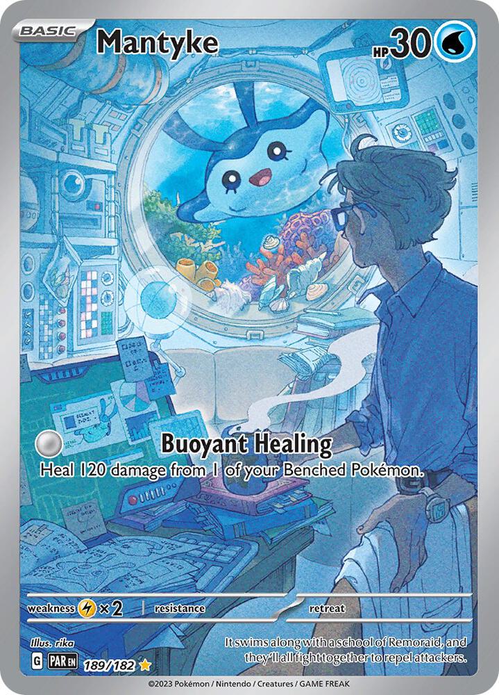 Mantyke 189/182 Holofoil, Paradox Rift Pokémon card