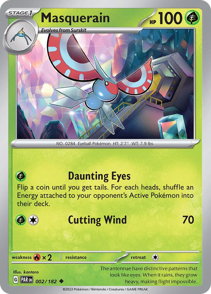 Masquerain 002/182, Paradox Rift Pokémon card
