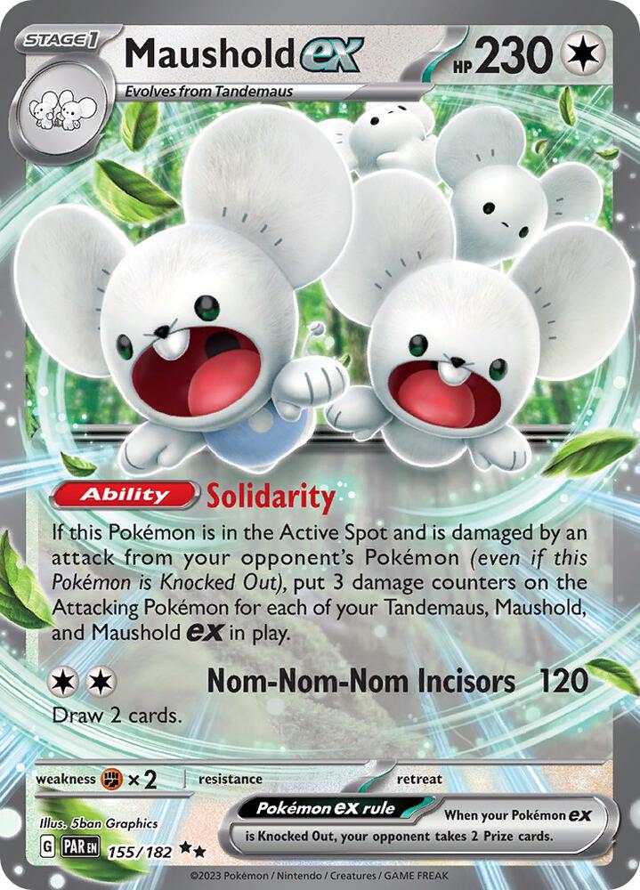 Maushold ex 155/182 Holofoil, Paradox Rift Pokémon card