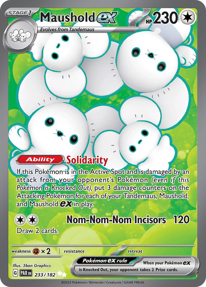 Maushold ex 233/182 Holofoil, Paradox Rift Pokémon card