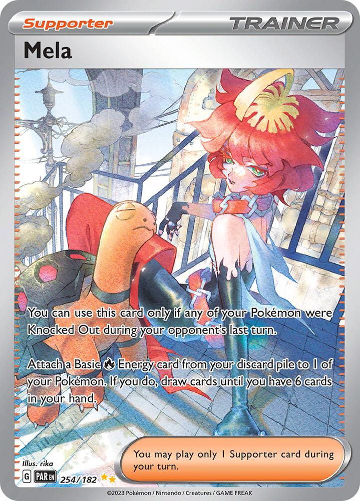 Mela 254/182 Holofoil, Paradox Rift Pokémon card
