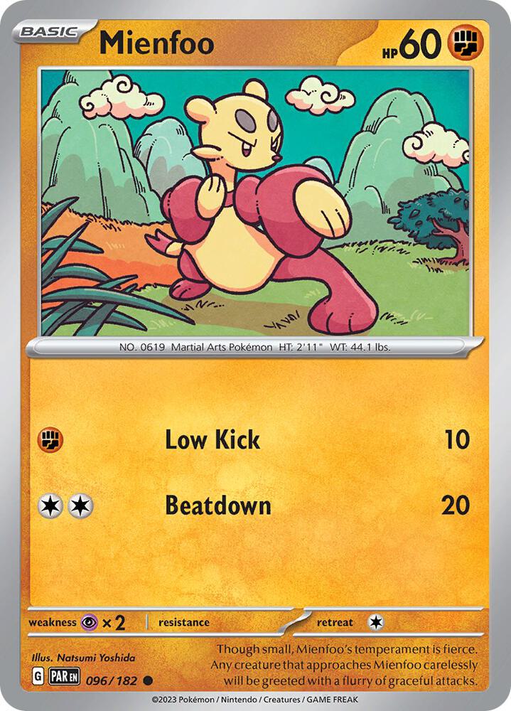 Mienfoo 096/182, Paradox Rift Pokémon card