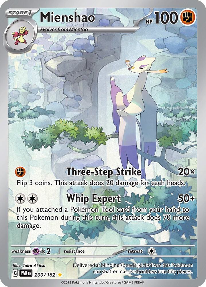 Mienshao 200/182 Holofoil, Paradox Rift Pokémon card