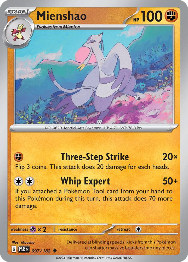 Mienshao 097/182 Reverse Holofoil, Paradox Rift Pokémon card