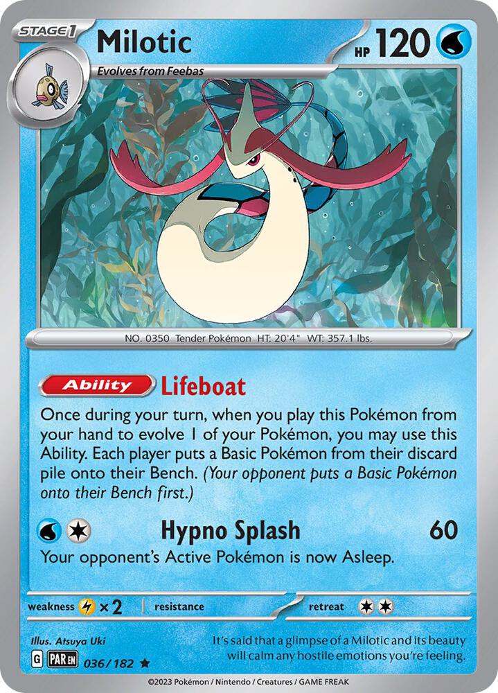 Milotic 036/182 Reverse Holofoil, Paradox Rift Pokémon card
