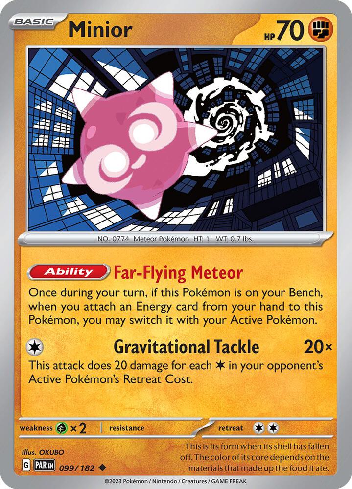Minior 099/182 Reverse Holofoil, Paradox Rift Pokémon card