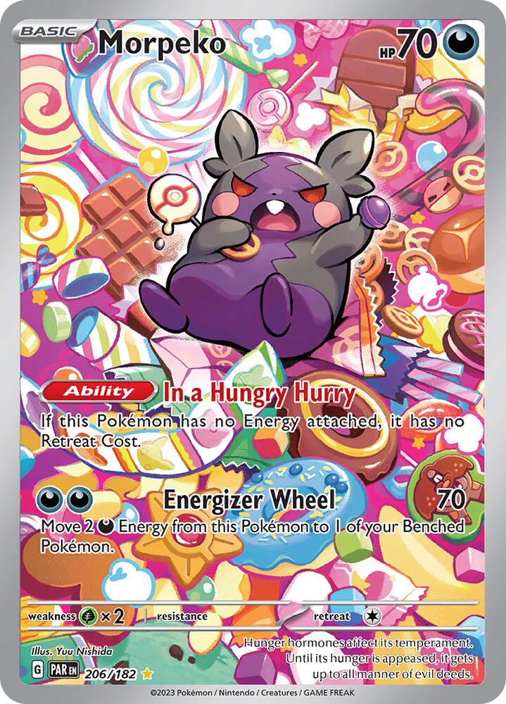 Morpeko 206/182 Holofoil, Paradox Rift Pokémon card