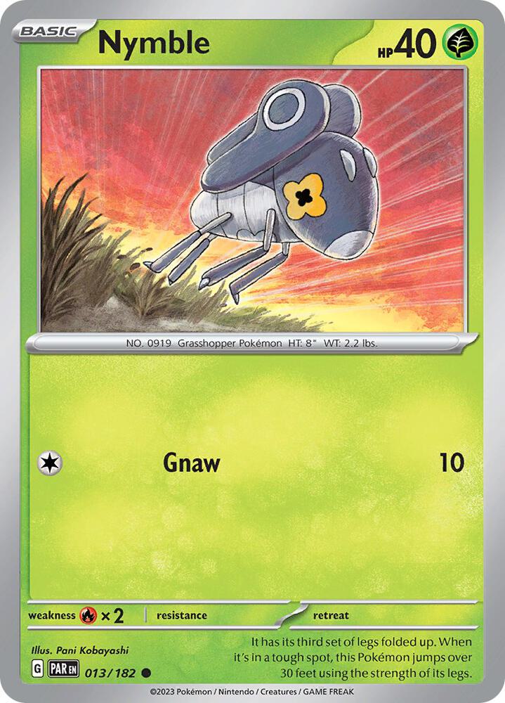 Nymble 013/182 Reverse Holofoil, Paradox Rift Pokémon card