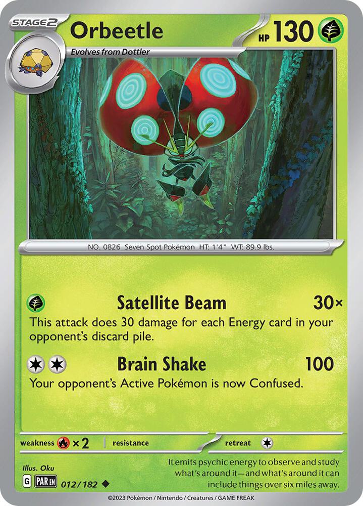 Orbeetle 012/182, Paradox Rift Pokémon card