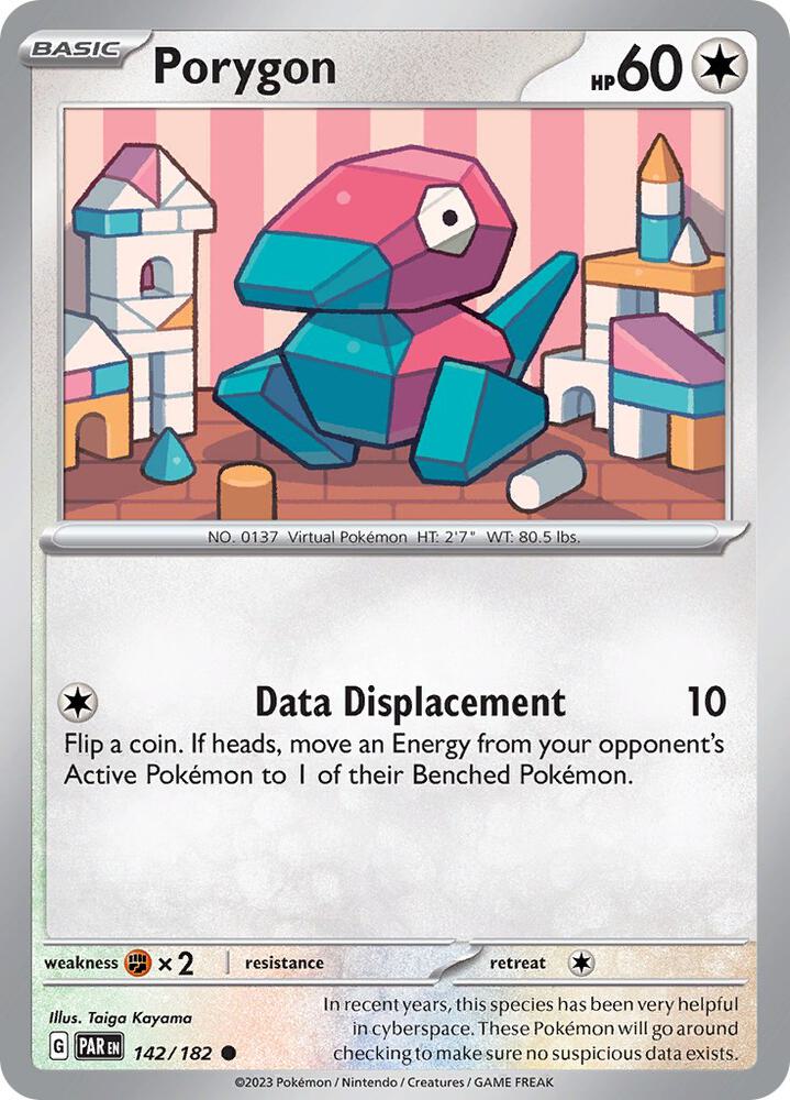 Porygon 142/182 Reverse Holofoil, Paradox Rift Pokémon card