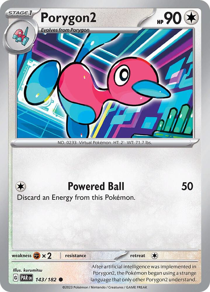 Porygon2 143/182 Reverse Holofoil, Paradox Rift Pokémon card