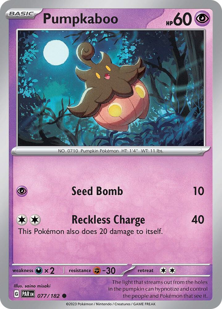 Pumpkaboo 077/182, Paradox Rift Pokémon card
