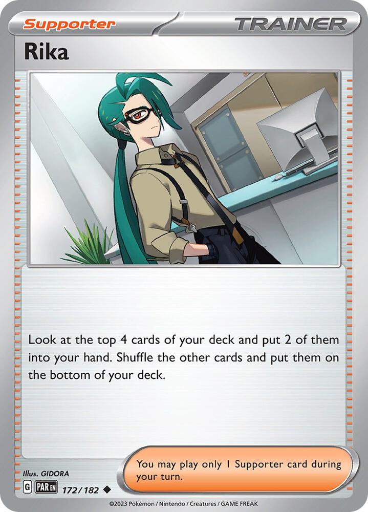 Rika 172/182 Reverse Holofoil, Paradox Rift Pokémon card