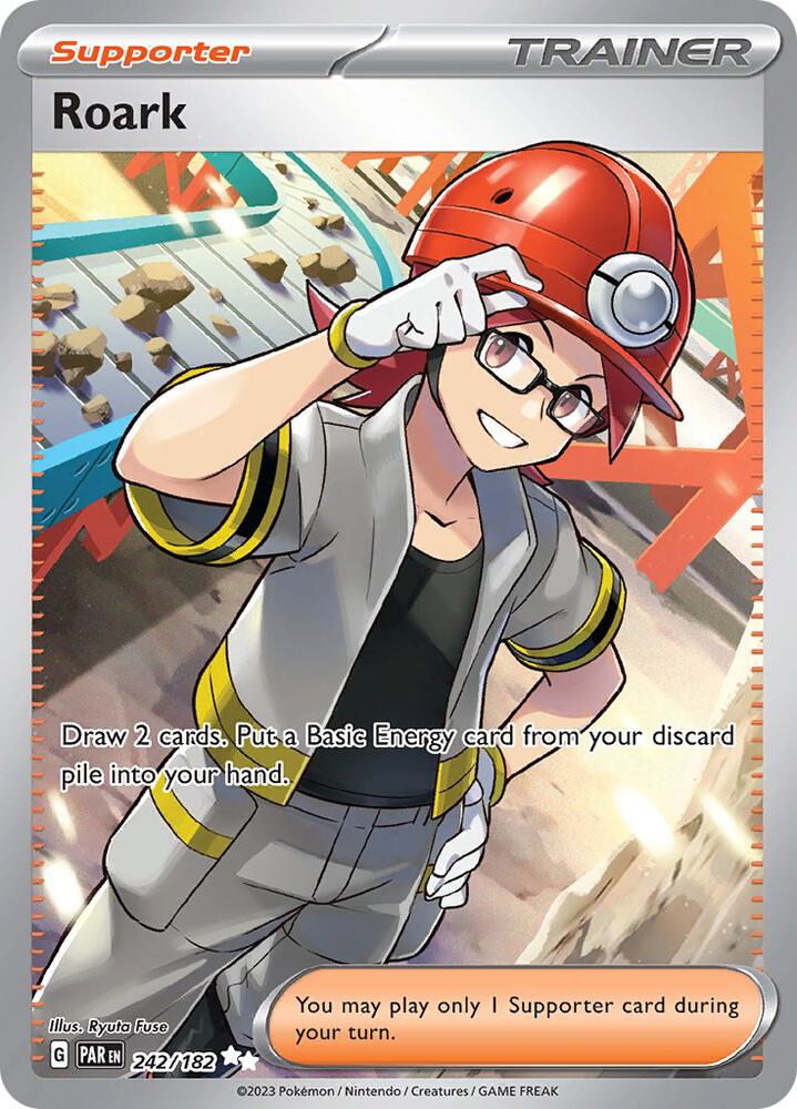 Roark 242/182 Holofoil, Paradox Rift Pokémon card