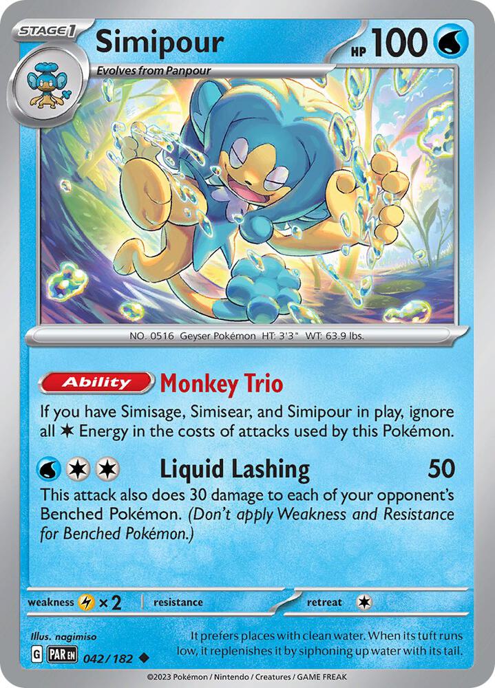 Simipour 042/182 Reverse Holofoil, Paradox Rift Pokémon card