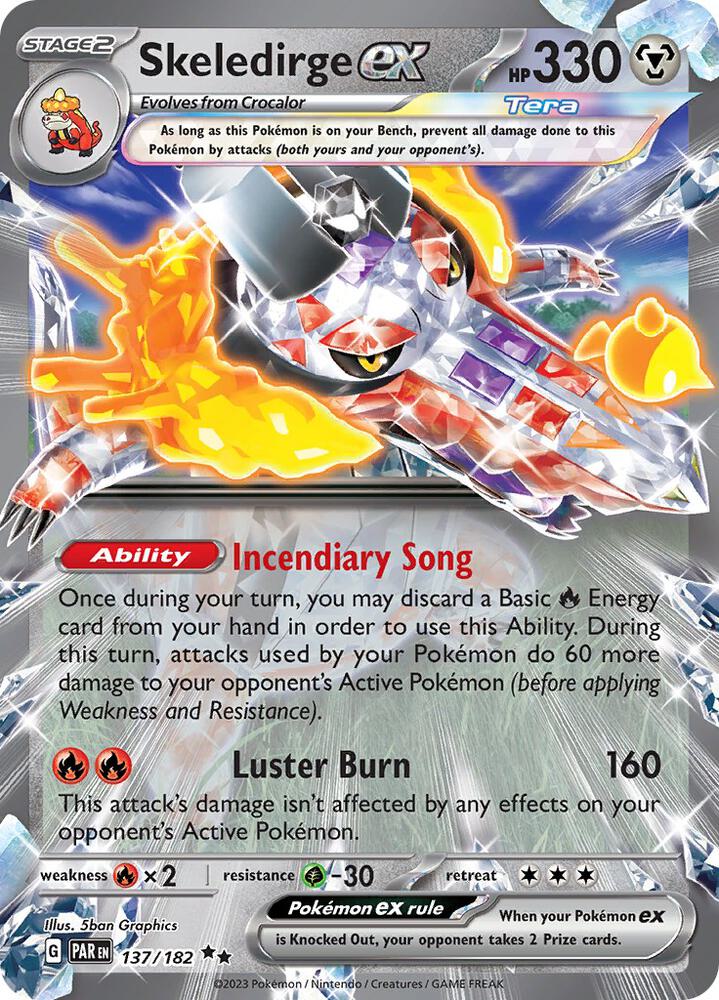 Skeledirge ex 137/182 Holofoil, Paradox Rift Pokémon card
