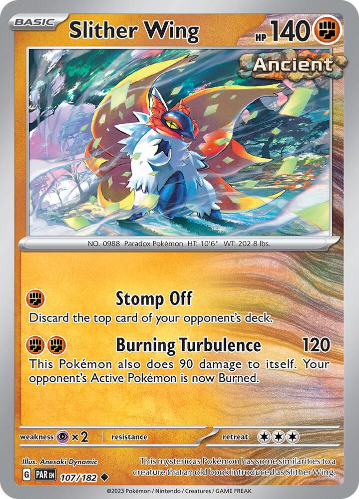 Slither Wing 107/182, Paradox Rift Pokémon card