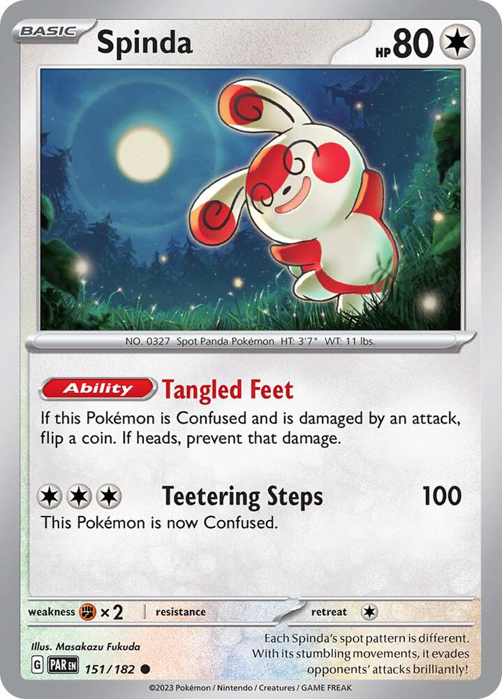 Spinda 151/182 Reverse Holofoil, Paradox Rift Pokémon card