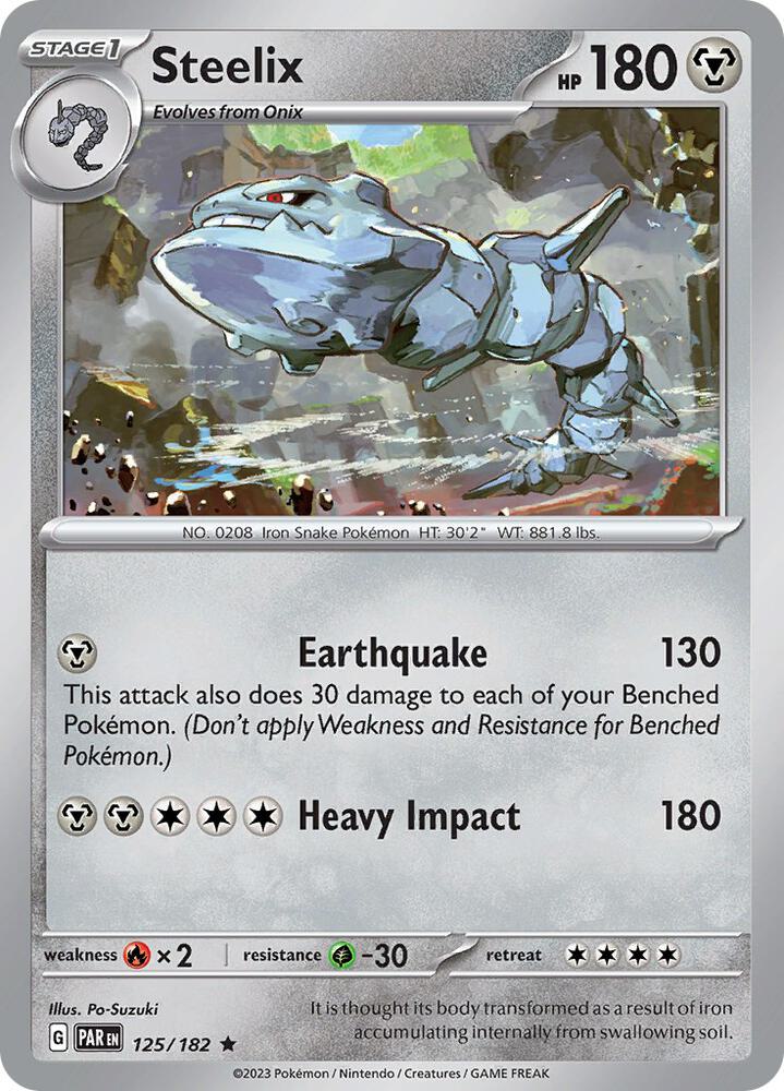 Steelix 125/182 Reverse Holofoil, Paradox Rift Pokémon card